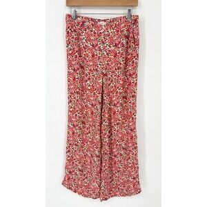 Ann Taylor LOFT Floral‎ Wide Leg Pull On Pant Women's Rayon Small Resort Beach